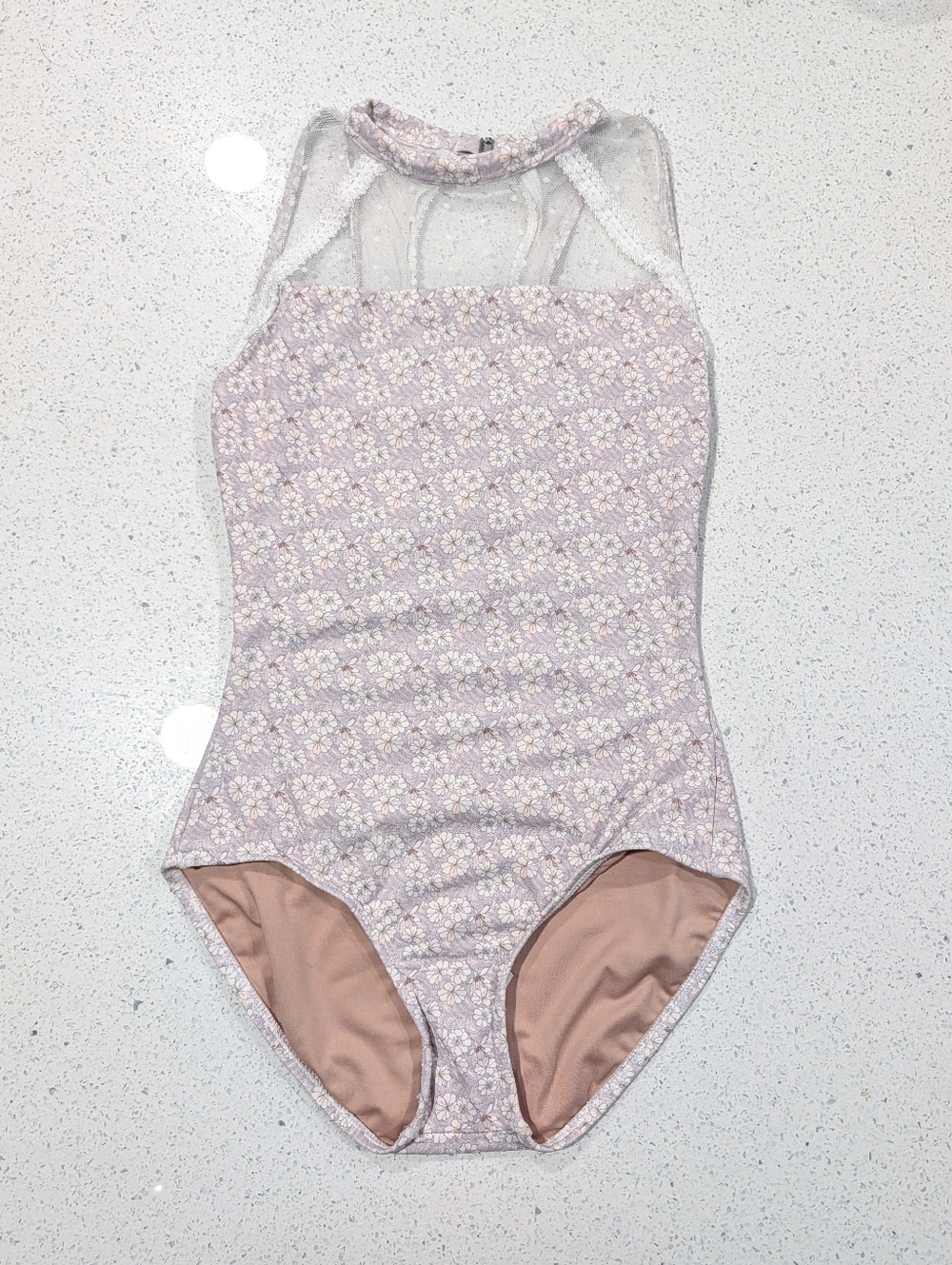 BEAUTIFUL BalTogs Ballet Pageant Dance Leotard AS Small Wild Tea Rose Lace $78+